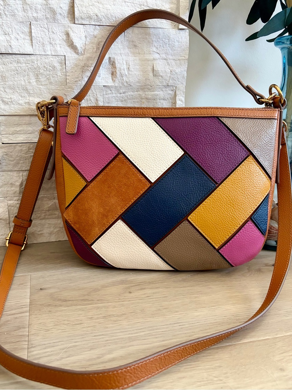 Fossil Jolie Patchwork Leather Crossbody Bag